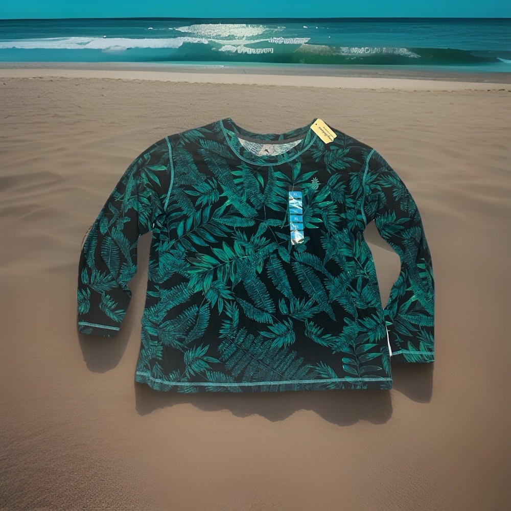 Tommy Bahama XL Tropical Leaf Lounge Sleep Shirt Soft Cotton Rayon PJ Top NWT